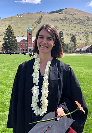 Margaret Schaefers at her 2019 UM Commencement ceremony on the Oval.